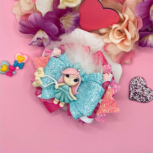 Love Doll Clay Hair Bow Clips for Girl and Baby - Picture 2 of 4